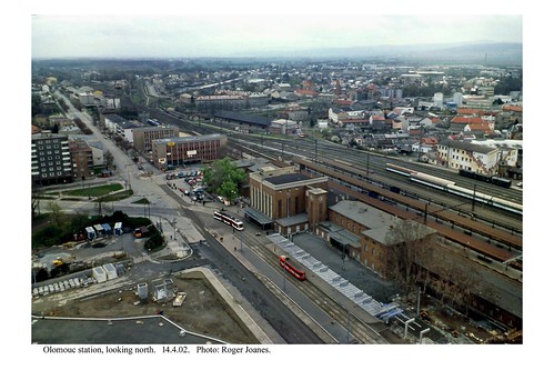 Olomouc station viewed from a nearby tower block. 14.4.02