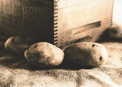 465 - Potatoes and Wood Box - Lith Print