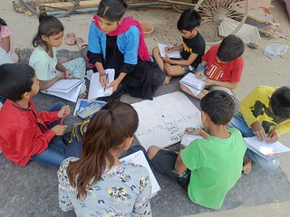 Blue Pen’s Volunteer Shama conducted Matha tests with third grade students at Ashok Nagar slums, today 7th Mar,24