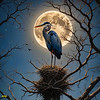 Blue heron in moonlight