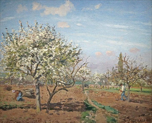 "Verger en fleurs" de Camille Pissarro  (exposition Paris 1874, Musée d'Orsay, Paris)