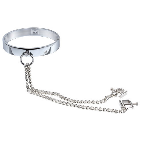 b0303036-bdsm-bondage-gear-m-graved-metal-collar-with-nipple-clamps