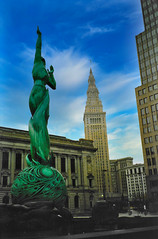 Cleveland Ohio - The Fountain of Eternal Life - War Memorial Fountain and Peace Arising from the Flames of War, is a statue and fountain in downtown