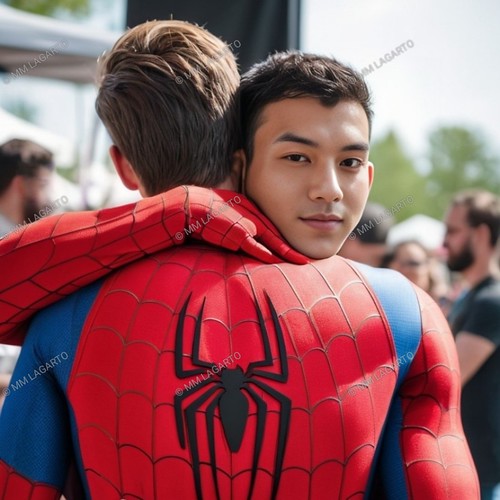 My Filipino Friend Mark Hugging Another Spiderman.