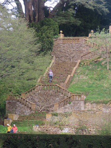 Steps at the terraces from the Mirror Pool at Upton House and Gardens