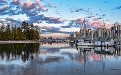 PASTEL COLOURED SKY and REFLECTIONS - COAL HARBOUR - VANCOUVER, BC