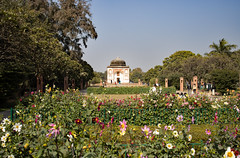NEW DELHI, INDIA - JANUARY 27, 2024 Sunder Nursery city park formerly called Azim Bagh - formal flower gardens