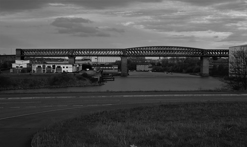 Black & White, Queen Alexandra Bridge Linking Deptford and Southwick, River Wear, Sunderland, Tyne &
