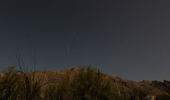 Bright Moon and meteor in Tucson AZ