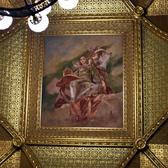 2024.01.02.042 BUDAPEST - Parlement -L'escalier. Le plafond, fresques de Károly Lotz.
