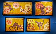 Four paintings of Cats and Moons by Théophile Steinlen