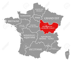 Bourgogne - Franche-Comte red highlighted in map of France