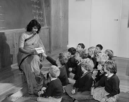 Miss Vivianne Pereira from Malaysia at the Mary Magdalene Catholic Primary School at Jordanville, 1964