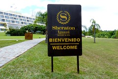 Welcome Sign to Sheraton Hotel at Iguazu Falls, Argentina