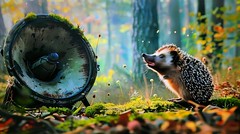 Hedgehog enjoying music