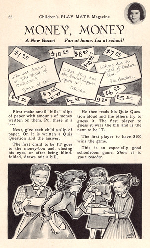 Money, Money: Vintage Magazine Party Game (Children's Playmate) 1952
