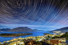 Star trails over Queenstown NZ