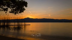 Sunsets at Lake Biwa near Kusatsu in Shiga Prefecture, Japan.
