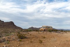 Evening in the Chihuahuan Desert- Landscape with Bus. May, 2024.