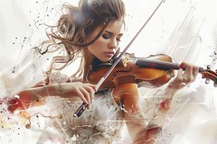 Digital Art einer Frau die Violine spielt