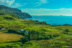 View from Gribun Cliffs, Isle of Mull, with Ross of Mull and Iona on the horizon.