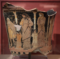 Fragment of a Sicilian Red Figure calyx krater perhaps representing a scene from Sophocles' Oedipus Rex, 1