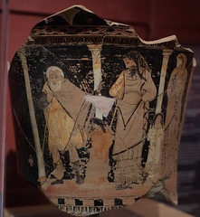 Fragment of a Sicilian Red Figure calyx krater perhaps representing a scene from Sophocles' Oedipus Rex, 2