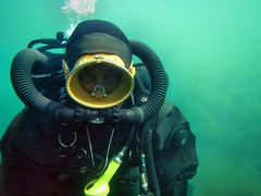 Oval mask diver with nose clip