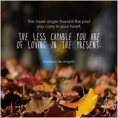 Barbara de Angelis The more anger toward the past you carry in your heart, the less capable you are of loving in the present.