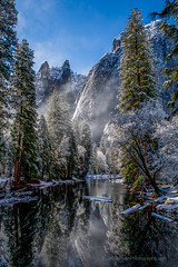 Cathedral Rock Reflection with Snow and Fog