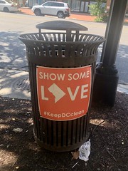 Show Some Love, Keep DC Clean: trash can on Connecticut Avenue NW, Van Ness, Washington, D.C.