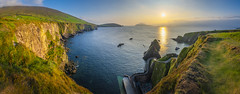 Epic Sunset Panorama Dunquin Pier Dingle Peninsula Cliffs County Kerry Fine Art Irish Landscape Seascape Photography Ocean Art Ireland! Fuji GFX100s Medium Format Fujifilm 20-35mm F4 Lens! Elliot McGucken Master Fine Art Landscape Photographer Epic Views