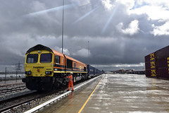 66 503 at Tilbury2 on 4M51 17.42 departure to Trafford Park after the storm