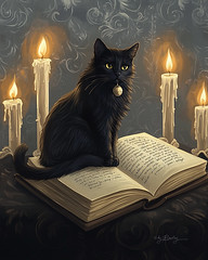 Black Cat and Spell Book