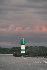 The Travemünde pier light is a small lighthouse on the Nordermole in Lübeck-Travemünde. The so-called Nordermolenbake marks the entrance to the Trave and warns ships of the shallows off the Brodten shore.