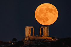 moon resting over the temple