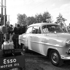 1955 Opel Olympia Rekord, ekonomitävling för bilar vid Adamssons åkeri, Huskvarna, 24 oktober 1955