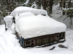 Van abandoned and buried in snow