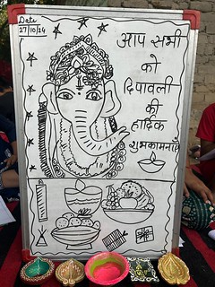 Team Blue Pen celebrated Diwali at Okhla tank centre with slum kids who drew beautiful portrait of Lord Ganesha, today 27th Oct,24