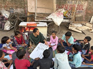 Blue Pen’s Volunteer Krishna taught (Day’s name) 1st to 2nd grade students at New Ashok Nagar slums, on 27th Oct,24