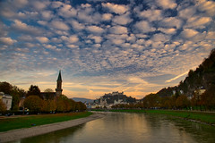 Sunset over Salzburg and the Salzach river - explored! Thanks!