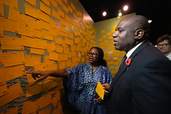 UK Foreign Secretary David Lammy is given at tour of the Art X international art fair in Lagos