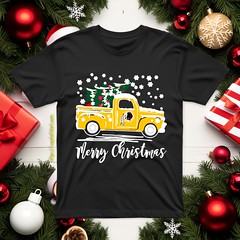 Vintage Car Carrying Christmas Tree Washington Redskins Merry Christmas T Shirt