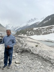 A selfie by the Sind river with all the snow and ice around it