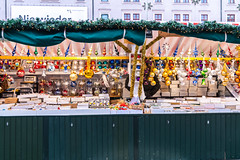 Augsburg, Germany - December 3, 2024: Booth selling glass Christmas ornaments at a Christmas Market