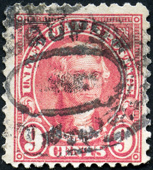 9 cents Thomas Jefferson postage stamp (perforation 11) (1923)