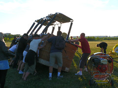 Preparing to go ballooning, Årsta, Stockholm, Sweden