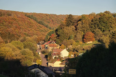 Autumn's embrace, a village sleeps