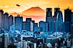 Shinjuku Tokyo Skyline with Mt Fuji from Bunkyo Civic Center Observation Deck