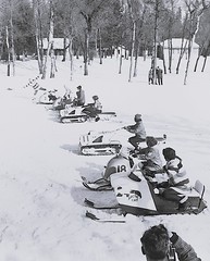 1960's - Snowmobile race in the town of The Pas in Northern Manitoba.